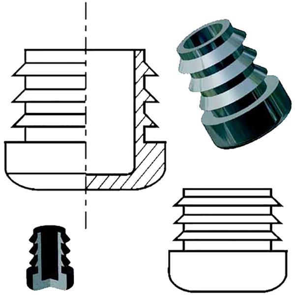 CONTERA CILINDRICA INTERIOR STRIADA STR-IP-35 NEGRA (MERNICK)