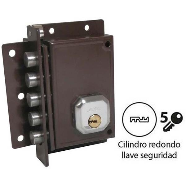 CERRADURA SOBREPONER C922 DCH. (5239) S/RESBALON BOMB/REDONDO LL/SEGURIDAD (DORCAS)