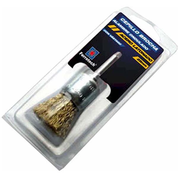 CEPILLO BROCHA C/VASTAGO ALAMBRE ONDULADO 25MM ACERO LATONADO CBAO-V (FERROTECH)