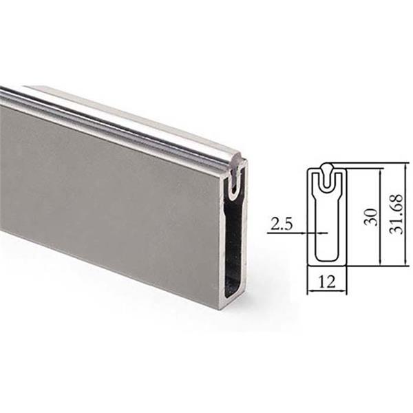 BARRA ARMARIO RECTANGULAR PLATA 3M. 12X33MM ESPESOR 3MM C/TIRA PVC, (INTOO)