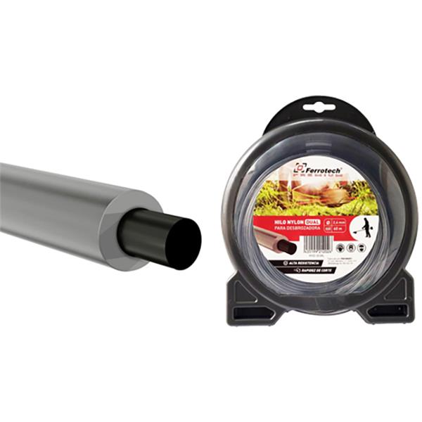 HILO NYLON DUAL ALTA RESISTENCIA P/DESBROZADORA BOBINA 276M-3.0MM GRIS (FERROTECH)