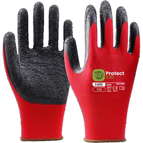 GUANTE X-LATEX RUGOSO  T-9 (L) NEGRO-ROJO (PROTECT-05)