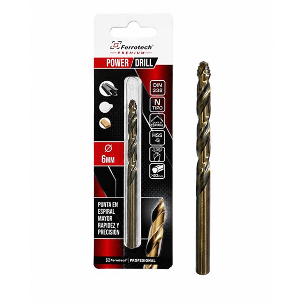 BROCA PUNTA ESPIRAL POWER-DRILL DIN-338 HSS-G TIPO N 3,5mm(FERROTECH)